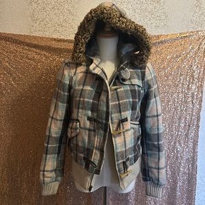Delia plaid gray and blue jacket (size medium)